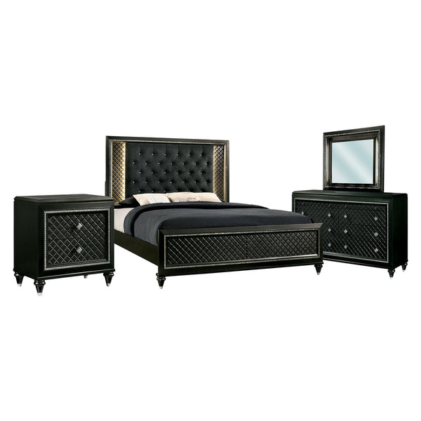 Ko Four Piece Eastern King Size Bedroom Set, Two Tone Gray and Black Trims -  BM329292