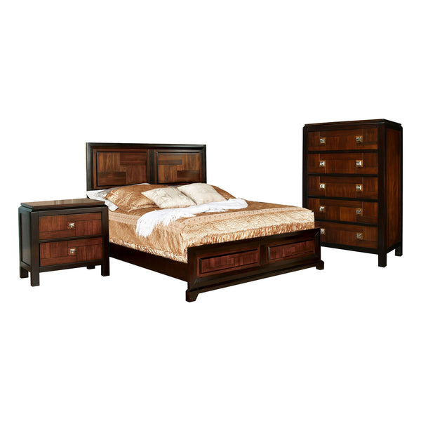 Ro Three Piece Full Size Transitional Bedroom Set, Brown - BM329293