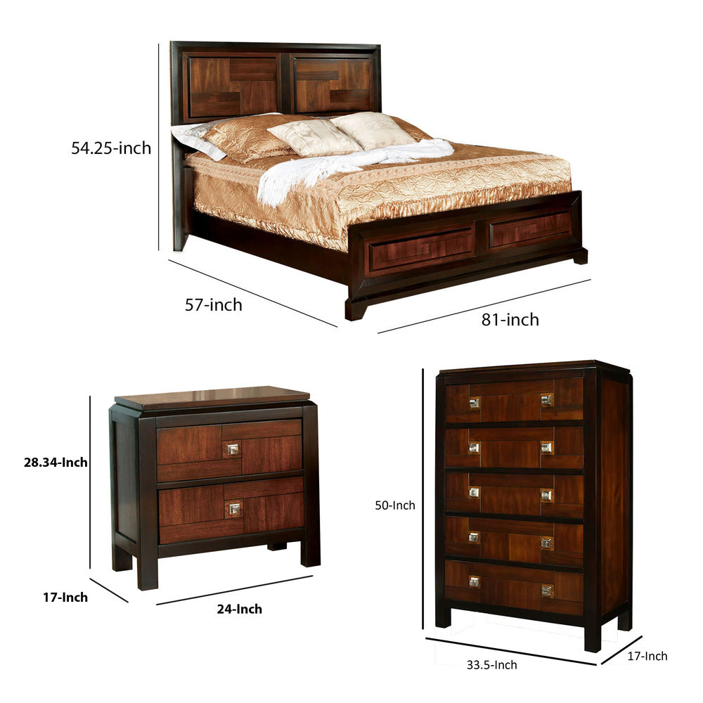 Ro Three Piece Full Size Transitional Bedroom Set, Brown - BM329293