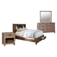 Fo Four Piece Eastern King Size Solid Wood Bedroom Set, Brown - BM329295