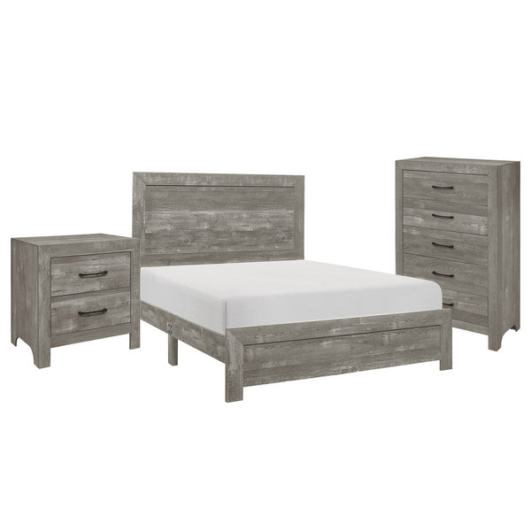 Eb Three Piece Full Size Bedroom Set, Farmhouse Style, Gray, Black - BM329297