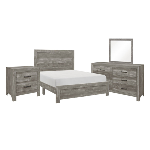 Eb Four Piece Queen Size Bedroom Set, Farmhouse Style, Gray, Black - BM329298