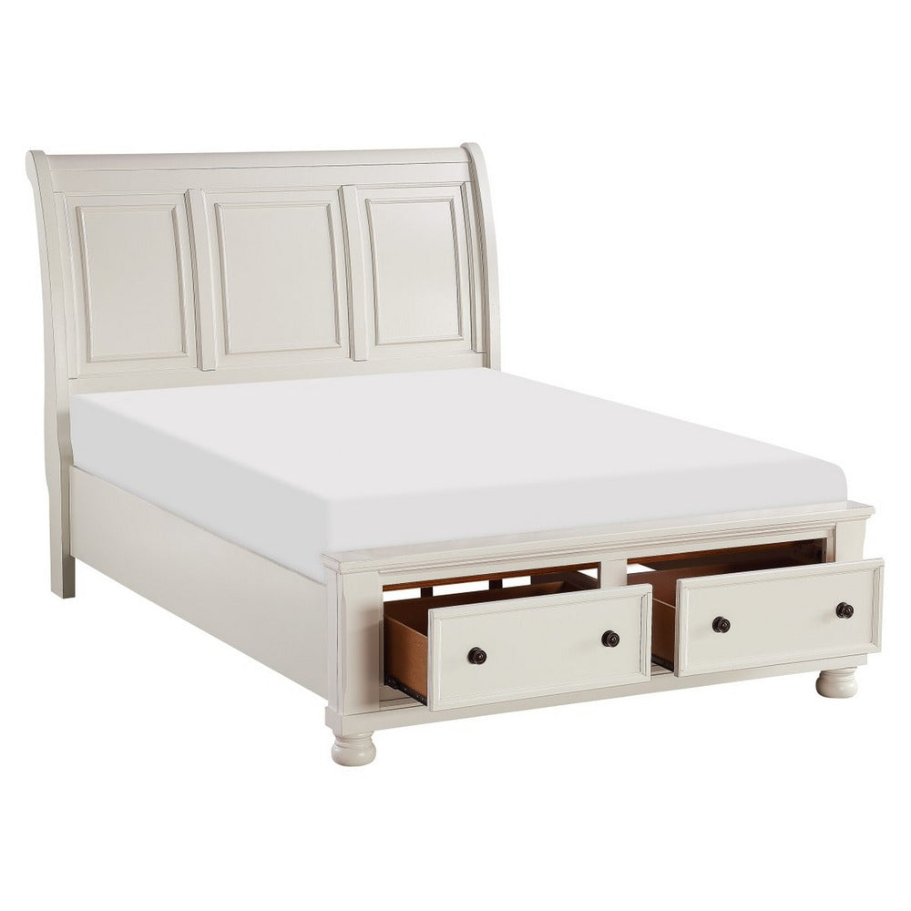 Ben Four Piece Queen Size Bedroom Set, Transitional Style, White, Bronze - BM329299