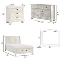 Ben Four Piece Queen Size Bedroom Set, Transitional Style, White, Bronze - BM329299