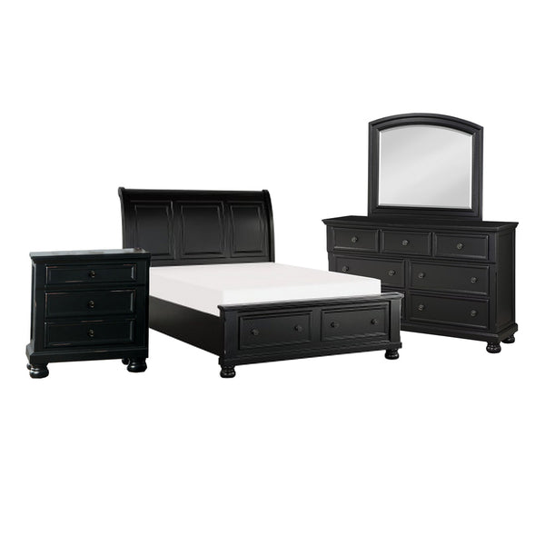 Ben Four Piece Queen Size Bedroom Set, Transitional Style, Black, Bronze - BM329300