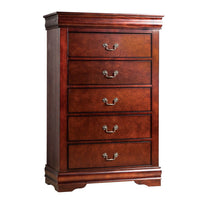 Poy Three Piece Full Size Bedroom Set, Metal Hanging Pulls, Cherry Brown Wood - BM329304