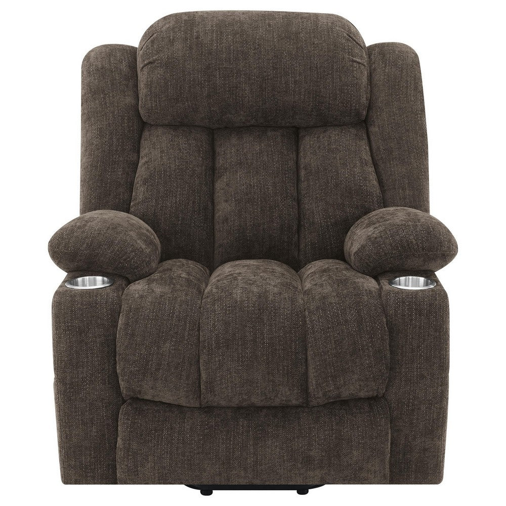 Limi Power Lift Recliner Chair, Dark Brown, USB Port, Cupholders -BM329617
