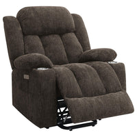 Limi Power Lift Recliner Chair, Dark Brown, USB Port, Cupholders -BM329617