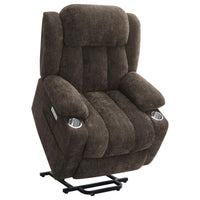 Limi Power Lift Recliner Chair, Dark Brown, USB Port, Cupholders -BM329617