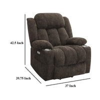 Limi Power Lift Recliner Chair, Dark Brown, USB Port, Cupholders -BM329617