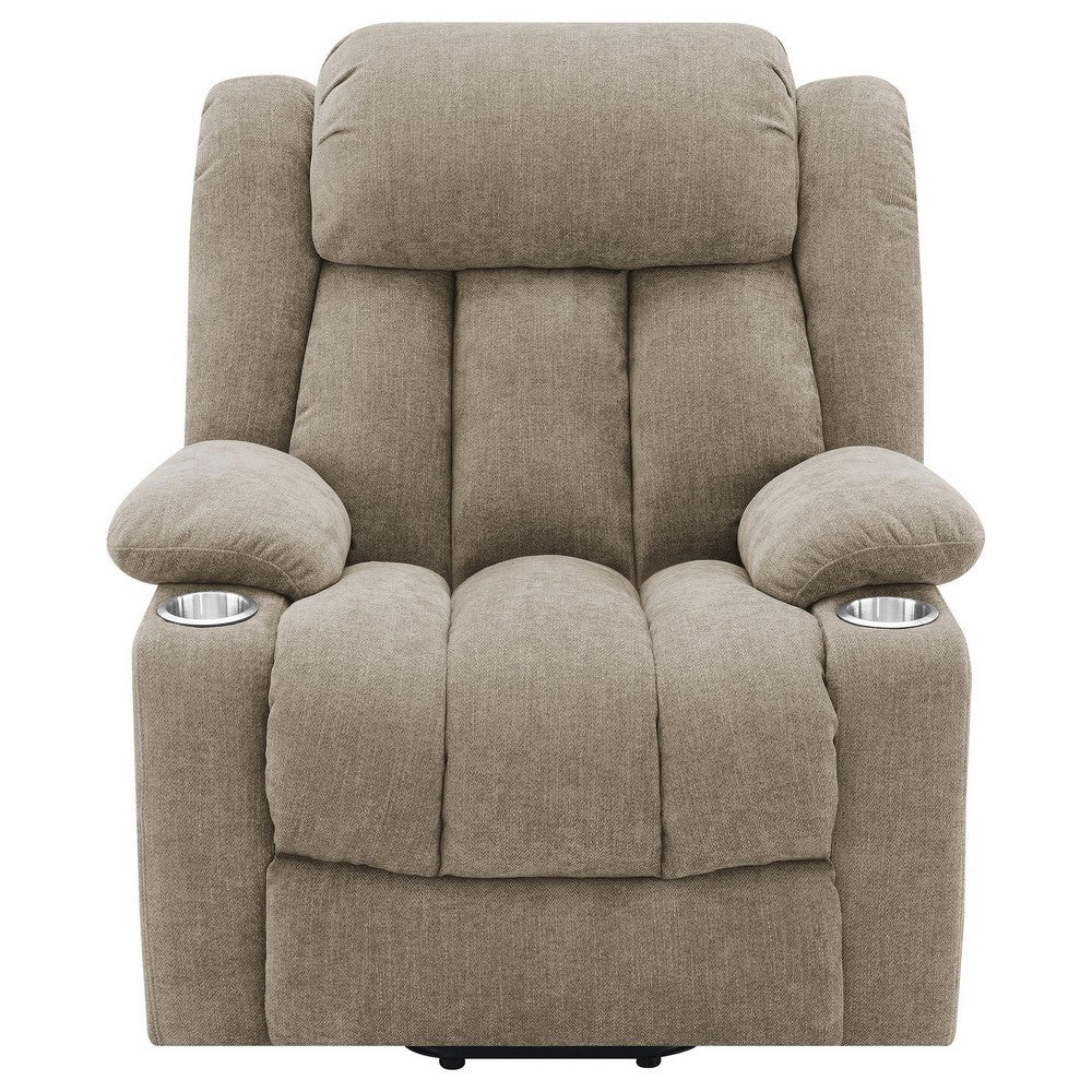 Limi Power Lift Recliner Chair, Camel Brown, USB Port, Cupholders -BM329618