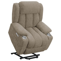 Limi Power Lift Recliner Chair, Camel Brown, USB Port, Cupholders -BM329618