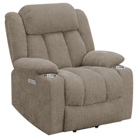Limi Power Lift Recliner Chair, Camel Brown, USB Port, Cupholders -BM329618