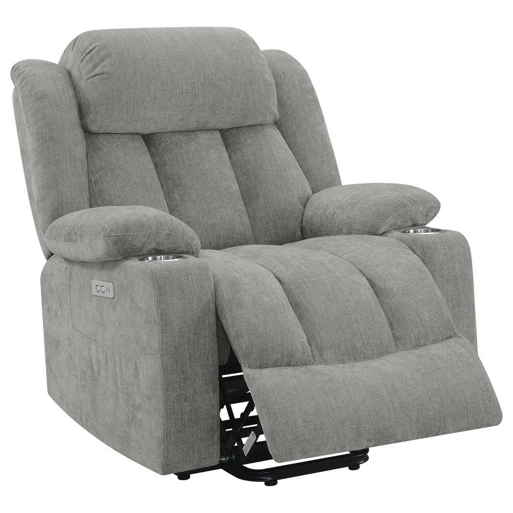 Limi Power Lift Recliner Chair, Light Gray, USB Port, Cupholders -BM329619