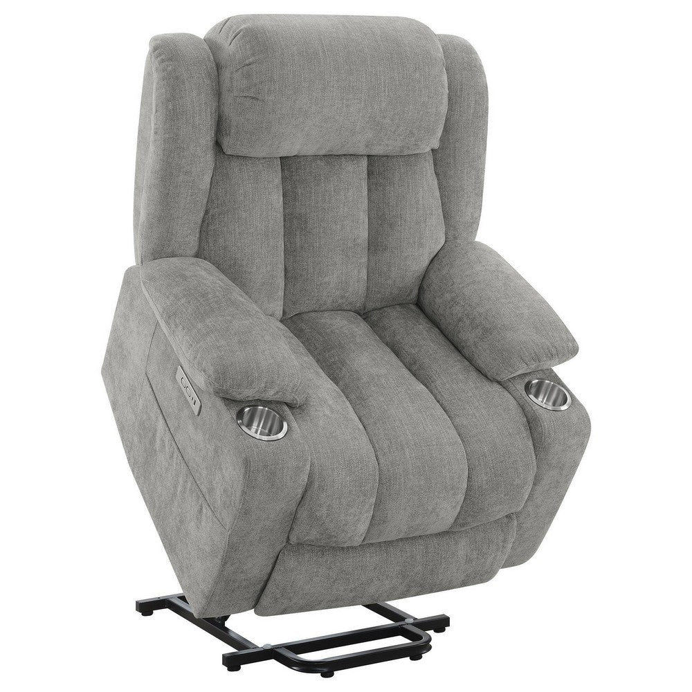 Limi Power Lift Recliner Chair, Light Gray, USB Port, Cupholders -BM329619
