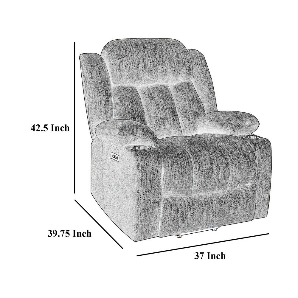 Limi Power Lift Recliner Chair, Light Gray, USB Port, Cupholders -BM329619