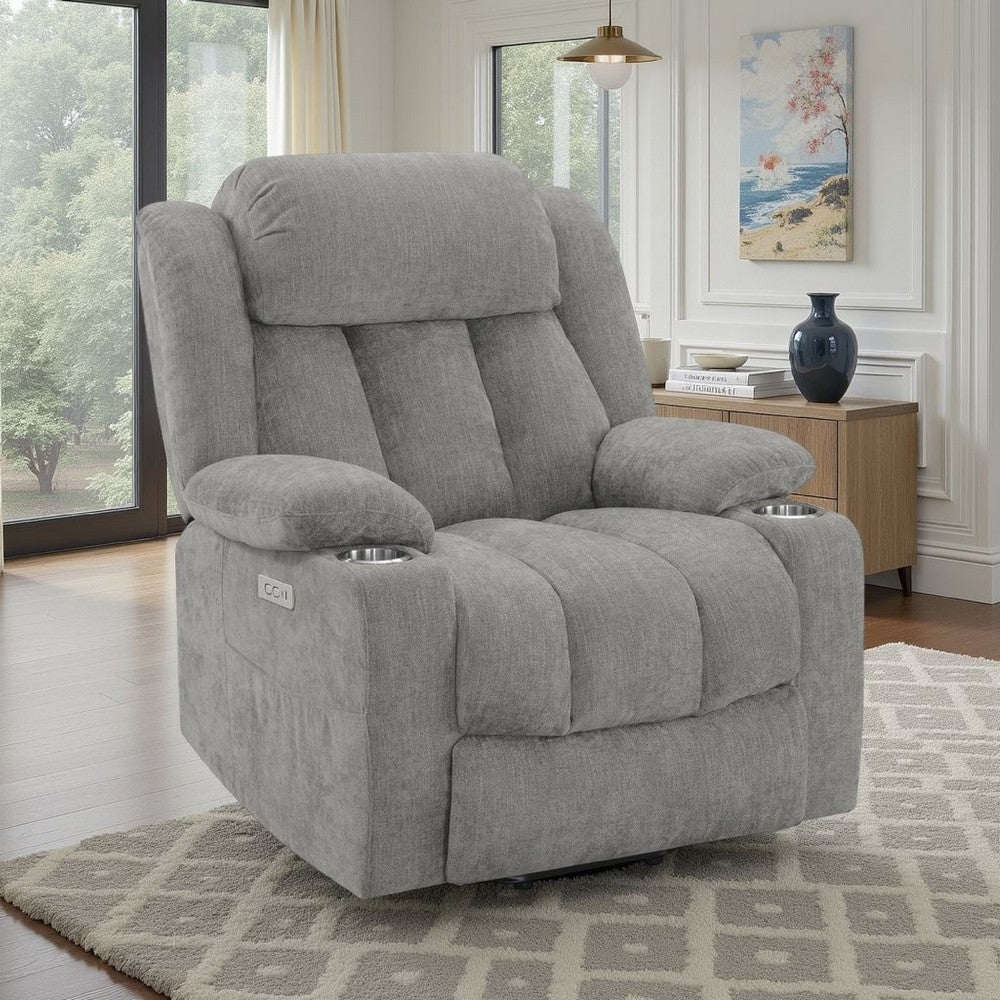 Limi Power Lift Recliner Chair, Light Gray, USB Port, Cupholders -BM329619