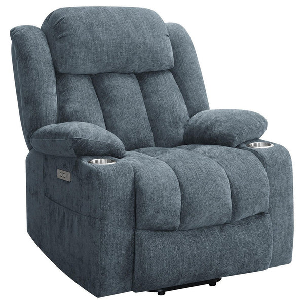 Limi Power Lift Recliner Chair, Slate Blue, USB Port, Cupholders -BM329620