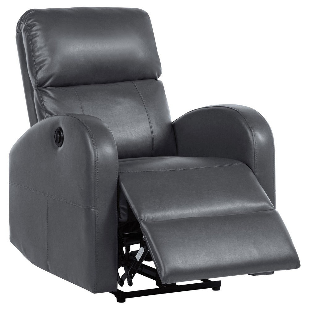 Nami Power Recliner Chair, Rich Gray Faux Leather, Plush Pillow Back -BM329621