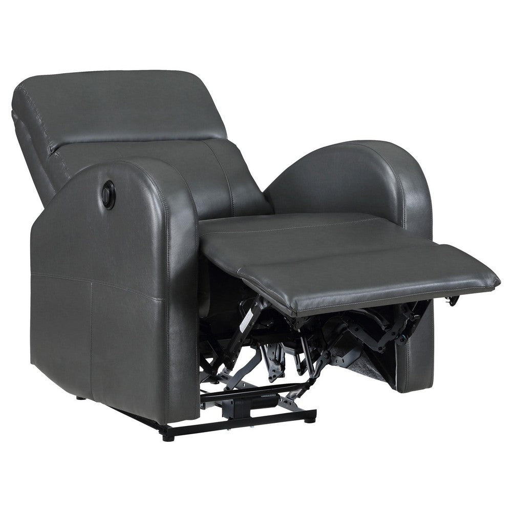 Nami Power Recliner Chair, Rich Gray Faux Leather, Plush Pillow Back -BM329621