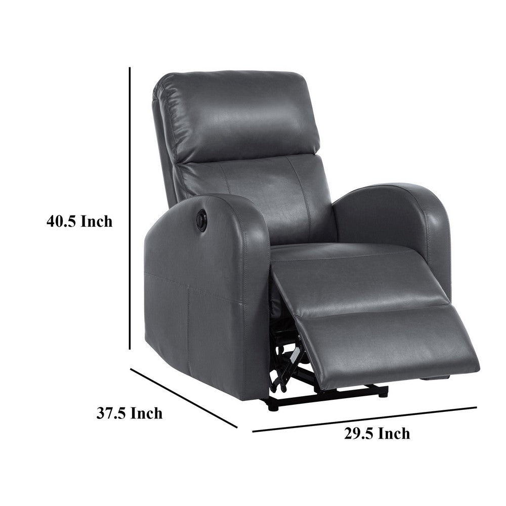 Nami Power Recliner Chair, Rich Gray Faux Leather, Plush Pillow Back -BM329621