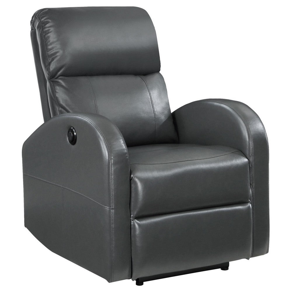 Nami Power Recliner Chair, Rich Gray Faux Leather, Plush Pillow Back -BM329621