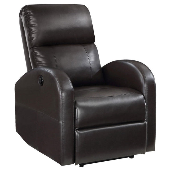 Nami Power Recliner Chair, Plush Cushioned Espresso Brown Faux Leather -BM329622