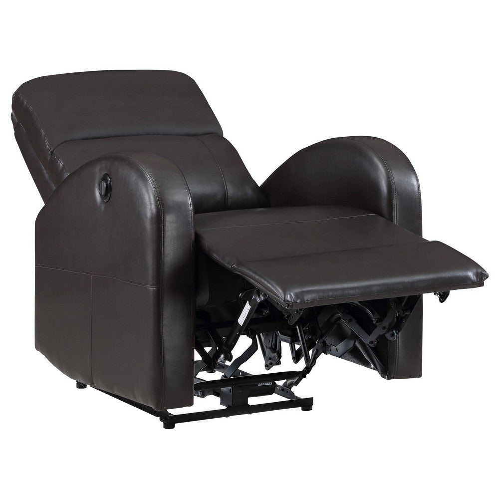 Nami Power Recliner Chair, Plush Cushioned Espresso Brown Faux Leather -BM329622