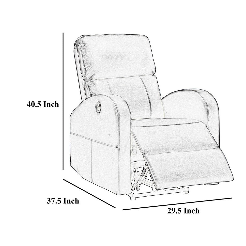 Nami Power Recliner Chair, Plush Cushioned Espresso Brown Faux Leather -BM329622