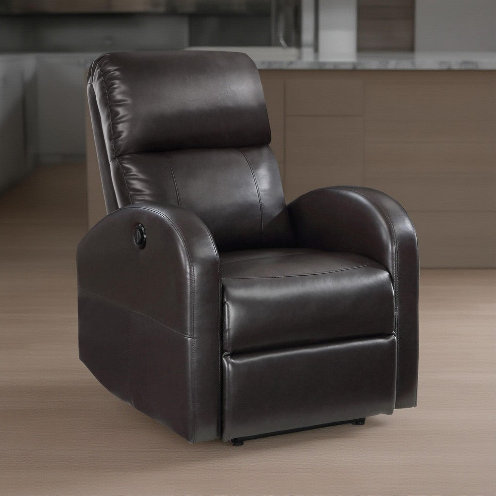 Benzara Nami Power Recliner Chair, Plush Cushioned Espresso Brown Faux ...