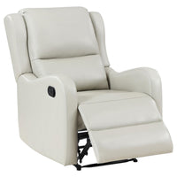 Mayra Manual Recliner Chair, English Arms, Plush Ivory Faux Leather -BM329623