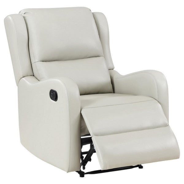 Mayra Manual Recliner Chair, English Arms, Plush Ivory Faux Leather -BM329623