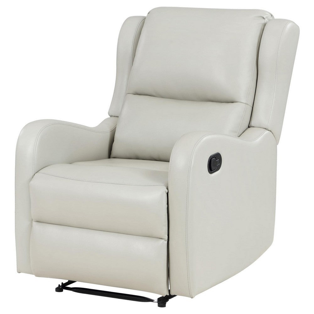 Mayra Manual Recliner Chair, English Arms, Plush Ivory Faux Leather -BM329623