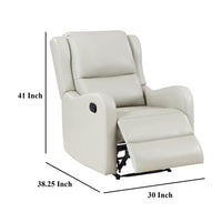 Mayra Manual Recliner Chair, English Arms, Plush Ivory Faux Leather -BM329623