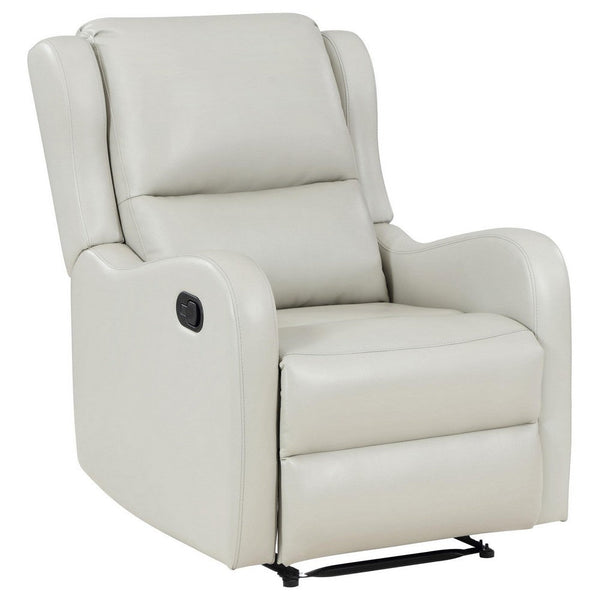 Mayra Manual Recliner Chair, English Arms, Plush Ivory Faux Leather -BM329623
