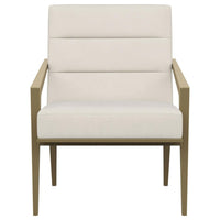 Kiara Accent Chair, Channel Tufted Cream Fabric, Gold Metal Frame -BM329624
