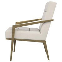 Kiara Accent Chair, Channel Tufted Cream Fabric, Gold Metal Frame -BM329624