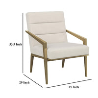Kiara Accent Chair, Channel Tufted Cream Fabric, Gold Metal Frame -BM329624