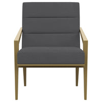 Kiara Accent Chair, Channel Tufted Dark Gray Fabric, Gold Metal Frame -BM329625