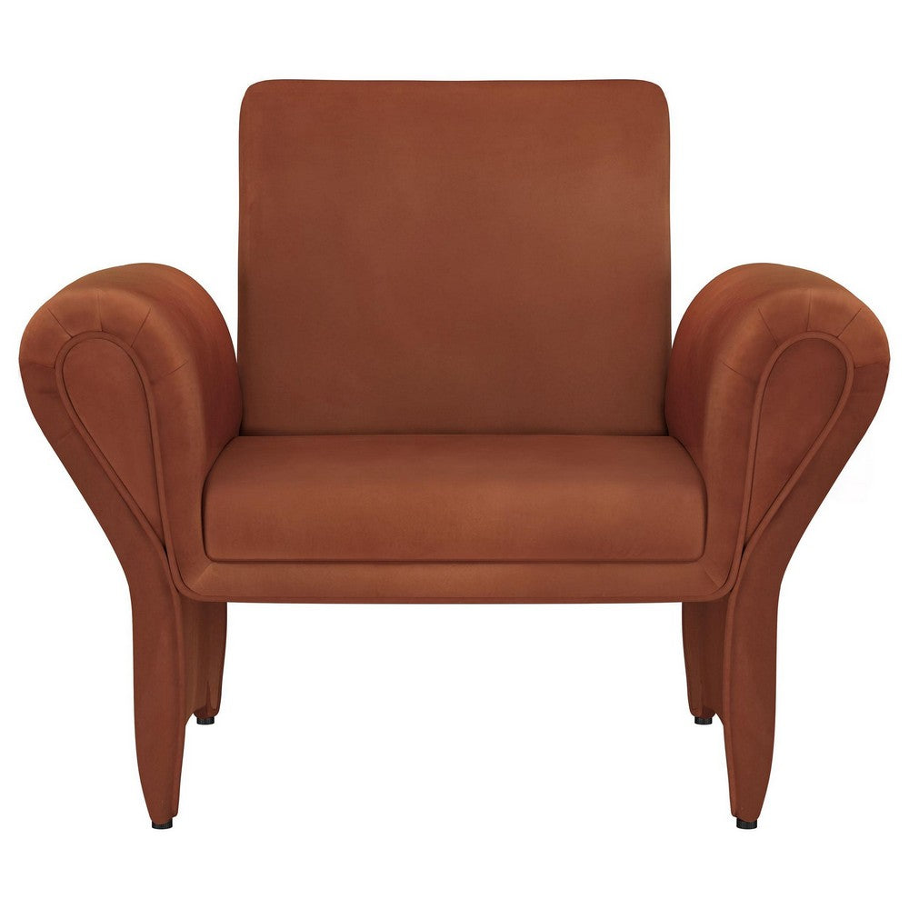 Lione Accent Armchair, Contemporary Rolled Flared Arms, Rust Brown -BM329626