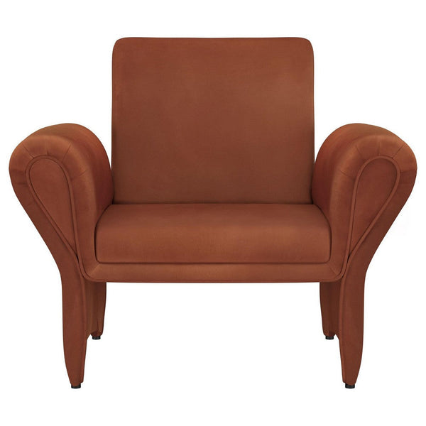 Lione Accent Armchair, Contemporary Rolled Flared Arms, Rust Brown -BM329626