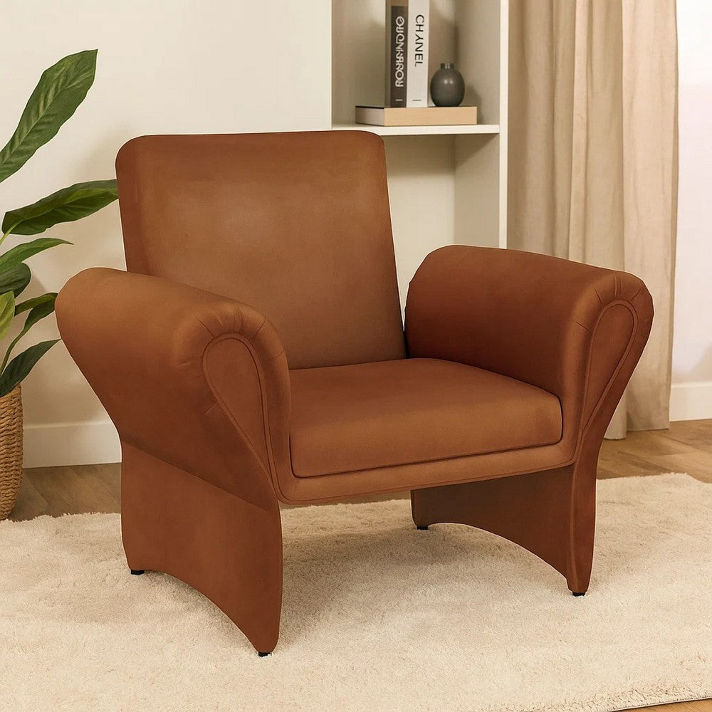 Lione Accent Armchair, Contemporary Rolled Flared Arms, Rust Brown -BM329626