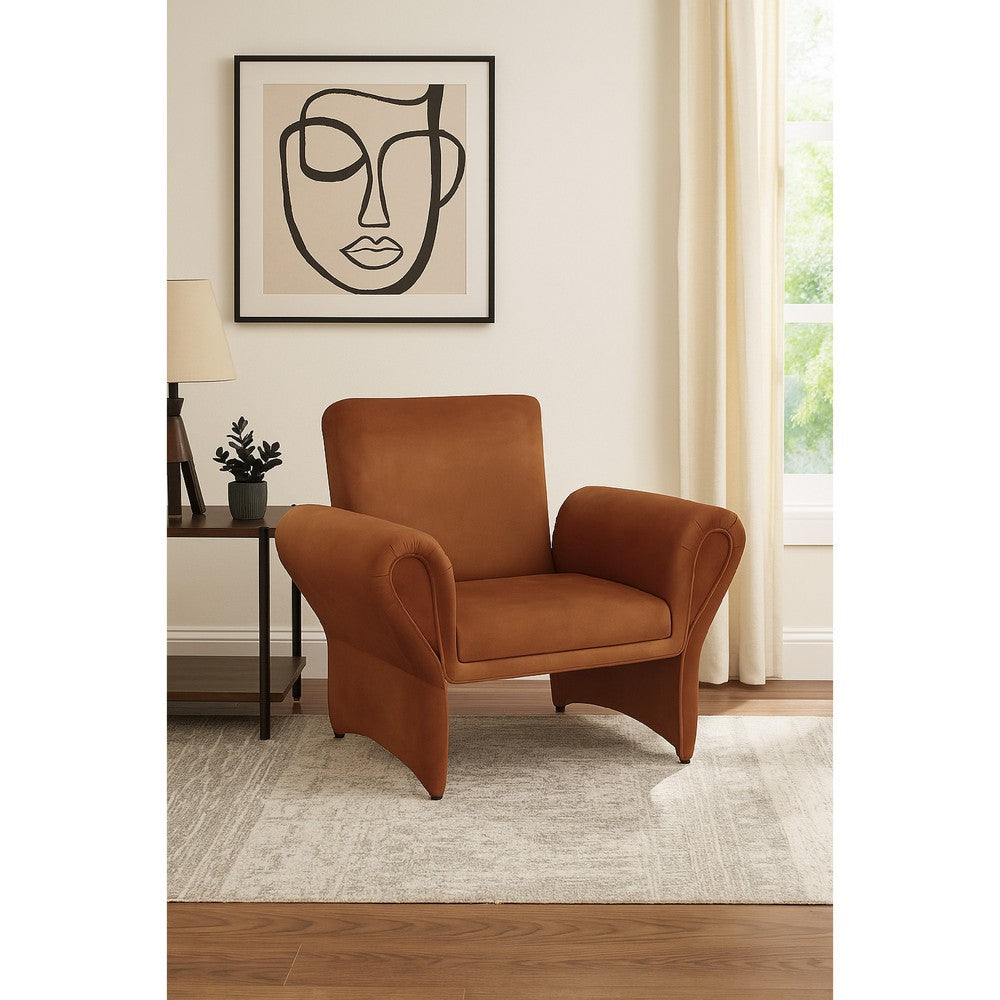 Lione Accent Armchair, Contemporary Rolled Flared Arms, Rust Brown -BM329626