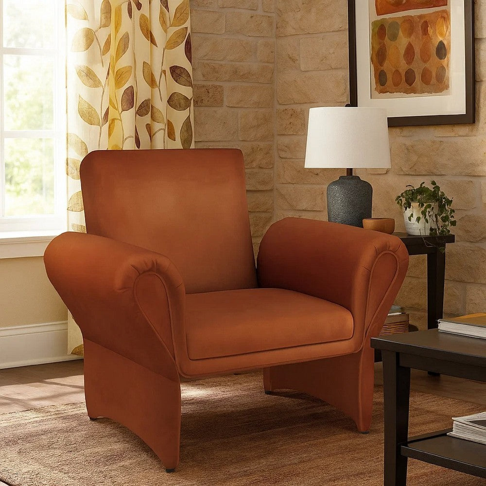 Lione Accent Armchair, Contemporary Rolled Flared Arms, Rust Brown -BM329626