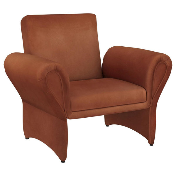 Lione Accent Armchair, Contemporary Rolled Flared Arms, Rust Brown -BM329626