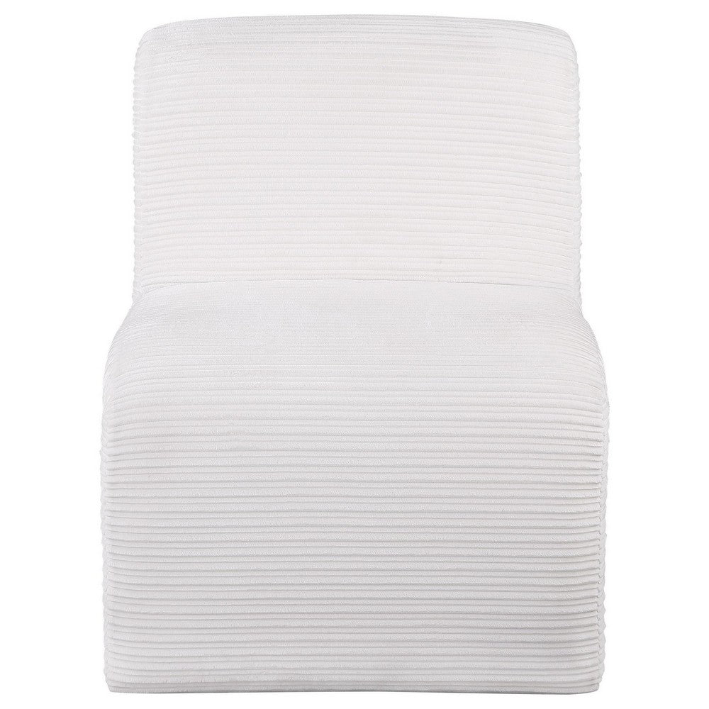 Adira Accent Chair, Modern Curved Armless Body, Ribbed Ivory Fabric -BM329629