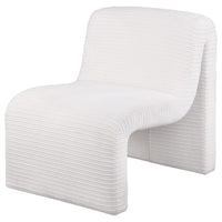 Adira Accent Chair, Modern Curved Armless Body, Ribbed Ivory Fabric -BM329629