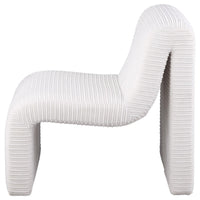 Adira Accent Chair, Modern Curved Armless Body, Ribbed Ivory Fabric -BM329629