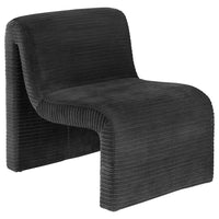 Adira Accent Chair, Modern Curved Armless Body, Ribbed Black Fabric -BM329630