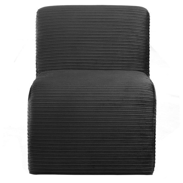 Adira Accent Chair, Modern Curved Armless Body, Ribbed Black Fabric -BM329630